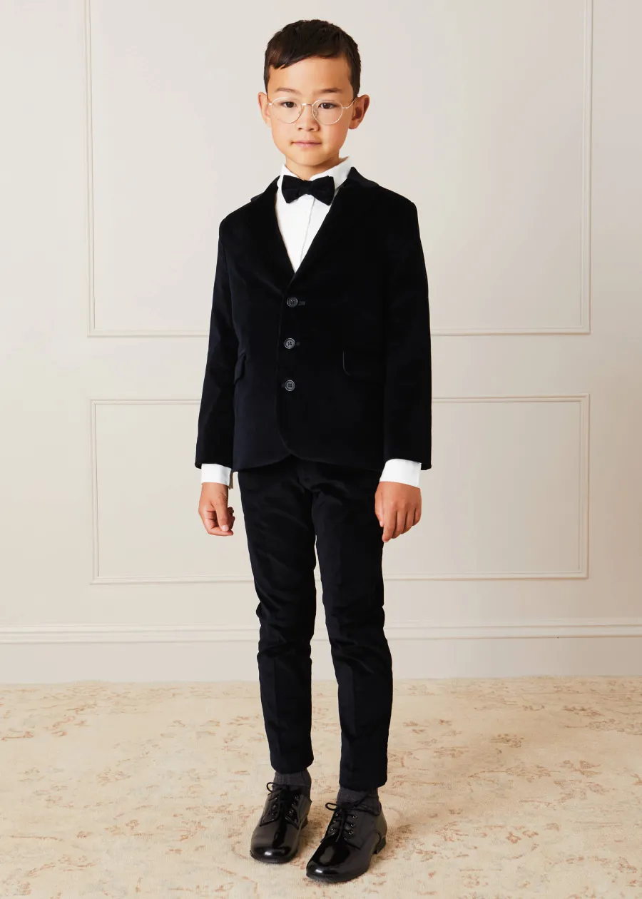 BOY Pepa London Velvet Three Button Blazer Jacket In Black (4-10yrs)