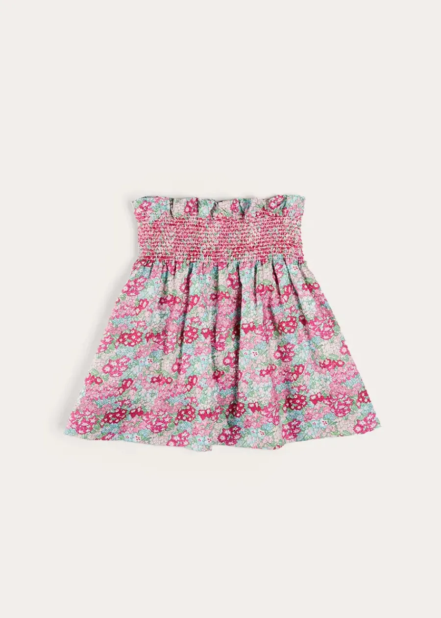 Pepa London Viola Floral Smocked Waistband Skirt in Pink (3-10yrs)