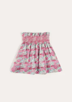Pepa London Viola Floral Smocked Waistband Skirt in Pink (3-10yrs)