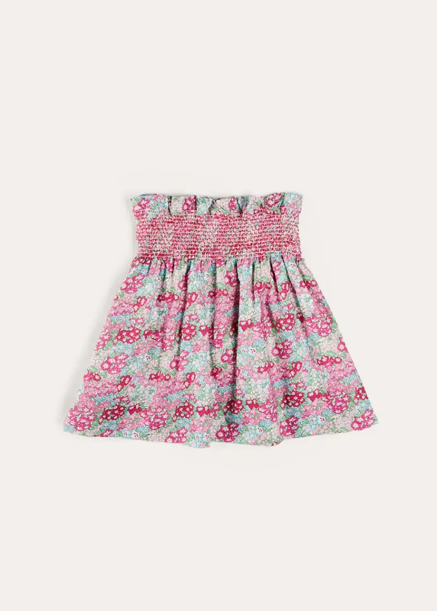 Pepa London Viola Floral Smocked Waistband Skirt in Pink (3-10yrs)