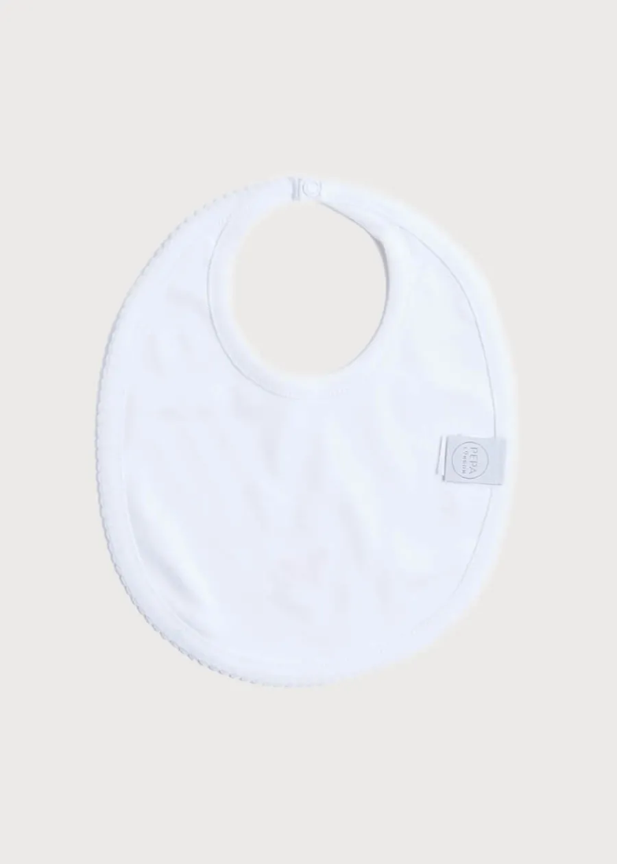 BOY Pepa London White Bib with Pink Embroidered Rocking Horse