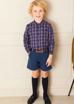 BOY Pepa London Wool Plain Shorts With Turn Ups In Blue (18mths-4yrs)