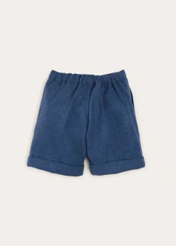 BOY Pepa London Wool Plain Shorts With Turn Ups In Blue (18mths-4yrs)
