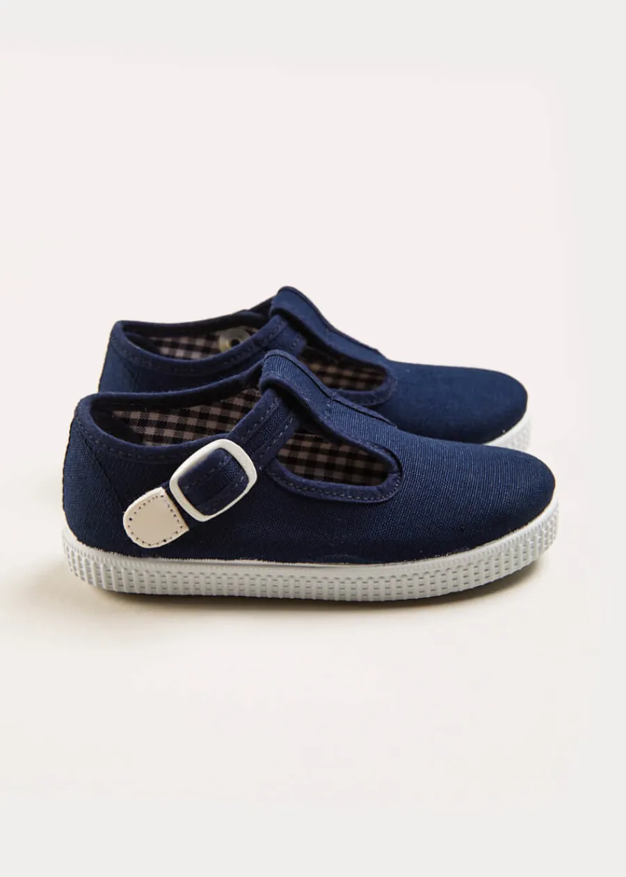 BOY Pepa London Woven T-Bar Baby Shoes in Navy (20-26EU)