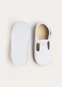 BOY Pepa London Woven T-Bar Baby Shoes in White (20-26EU)